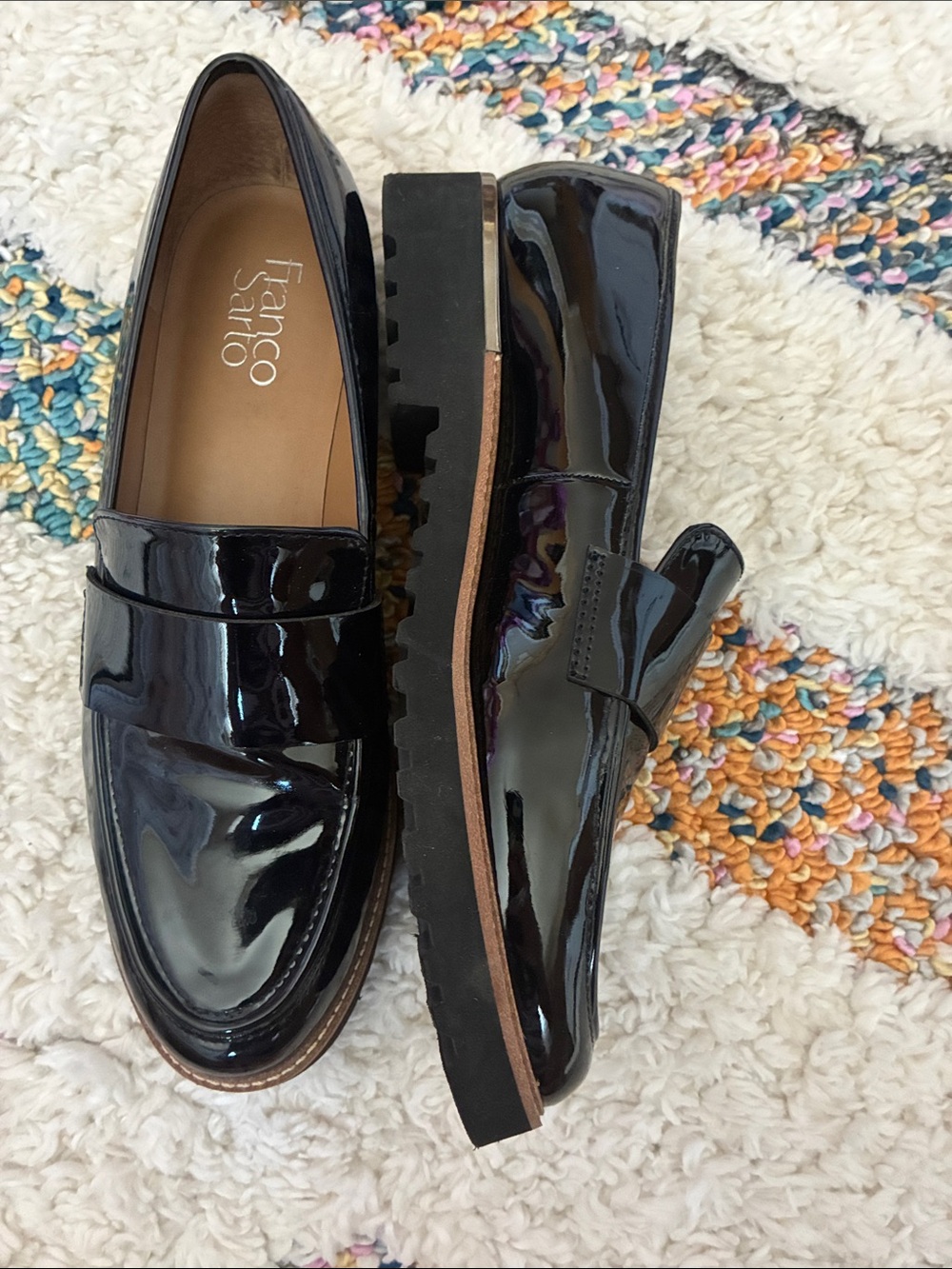 Franco Sarto Black faux Patent Leather Penny Loafers - Picture 2 of 4